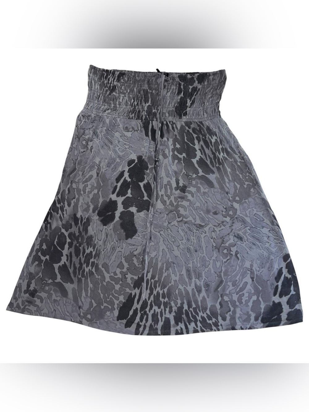 Gray strapless animal print dress